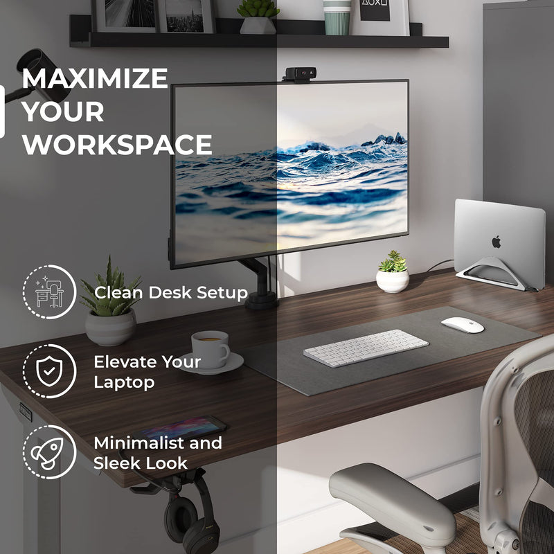 HumanCentric Vertical Laptop Stand for Desks (Space Gray) | Adjustable Holder to Dock Apple MacBook, MacBook Pro, and Other Laptops to Organize Work & Home Office