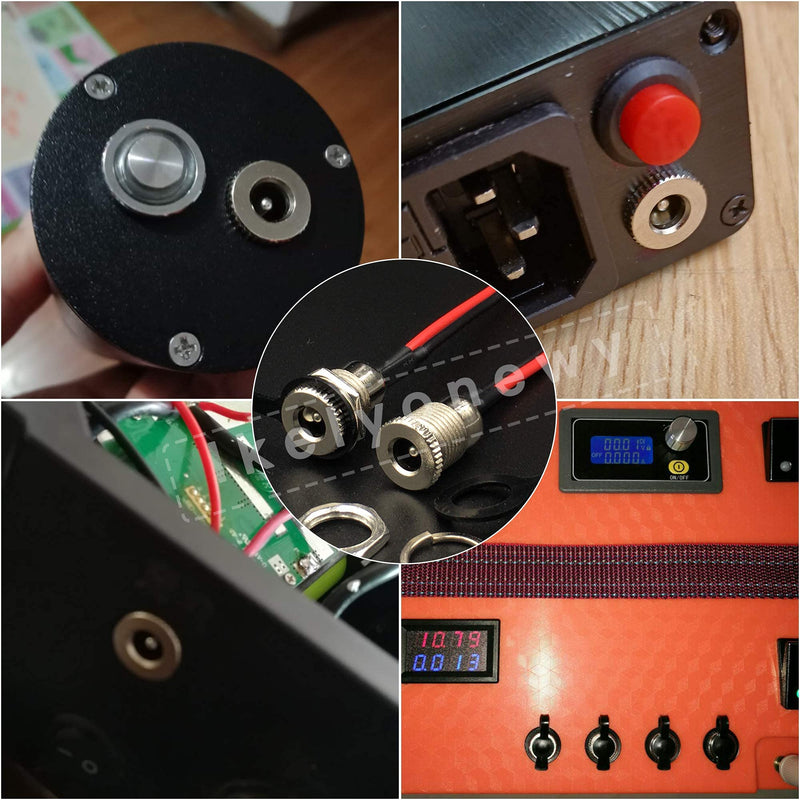8Pack Female DC Threaded Barrel Jack Panel Adapter 5.5mm x 2.1mm Connector, 18AWG Wire DC Power Jack Panel Mount Socket 2 Pin Solder Type with Dustproof Plug,for MP3 Phone Audio Video CCTV,lkelyonewy