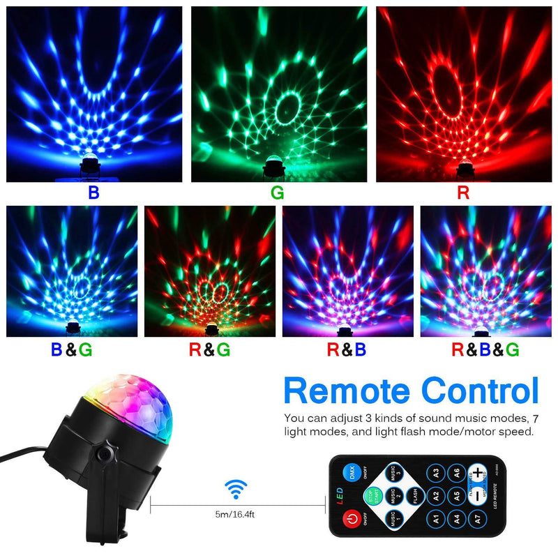 Party Lights Disco Ball Disco Lights,Dj Rave Lights TONGK Led Strobe Lights Sound Activated Stage Lights Projected Effect Dancing Lights Remote Control for Birthday Xmas Wedding Bar Kids Christmas