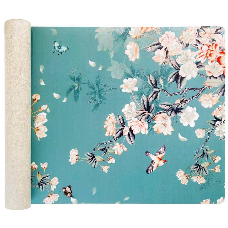 SANFORIN Multifunctional PU Leather Office Desk Pad 35.4''X15.7'' with Floral Design + Mouse Pad 10.2''×8.3''×0.12'', Extended Large Non Slip Ultra Thin Waterproof Desk Writing Mat (Chinese Flower)