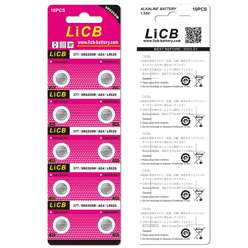 LiCB 20 Pack SR626SW 377 626 Watch Battery 1.5V Button Cell Batteries
