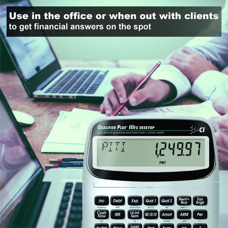 Calculated Industries 43430 Qualifier Plus IIIfx Desktop PRO Real Estate Mortgage Finance Calculator | Clearly-Labeled Keys | Buyer Pre-Qualifying | Payments, Amortizations, ARMs, Combos, FHA/VA, More