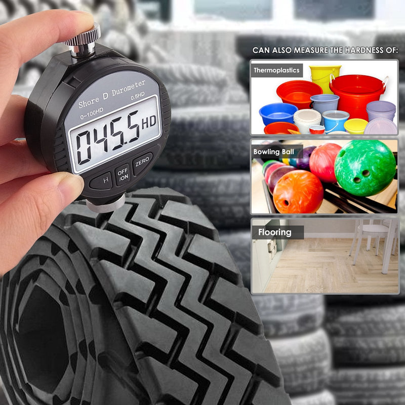 Digital 0-100HD Shore D Hardness Durometer Scale for Rubber, Tires and Plastic (D)