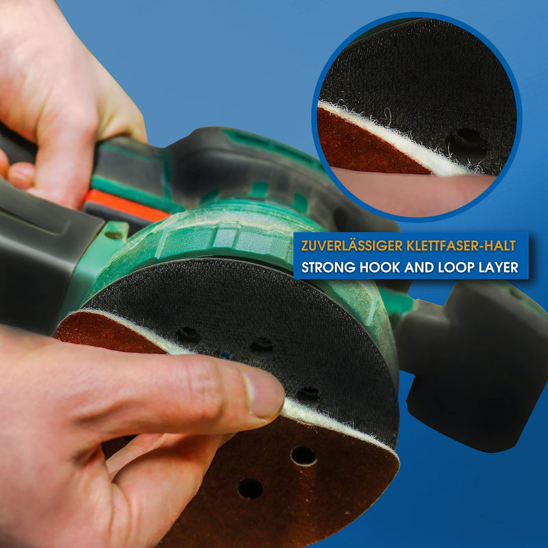 S&R Velcro sandpaper set 125mm, master, 8 holes, 60 pieces. Sanding sheets, sanding discs for eccentric sanders: 10*P40, 10*P60, 10*P80, 10*P120, 10*P180, 10*P240