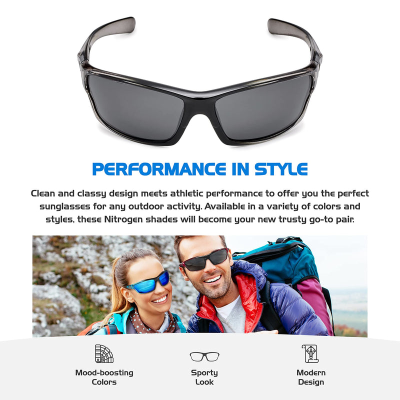 Polarized Wrap Around Sport Sunglasses for Men Women UV400 Sports Sun Glasses Crystal Gray | Smoke