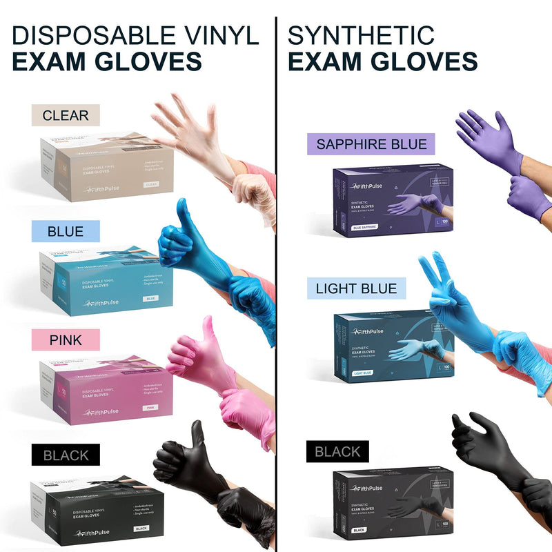 Black Vinyl Disposable Gloves X Large 50 Pack - Latex Free, Powder Free Medical Exam Gloves - Surgical, Home, Cleaning, and Food Gloves - 3 Mil Thickness X-Large (Pack of 50) Black