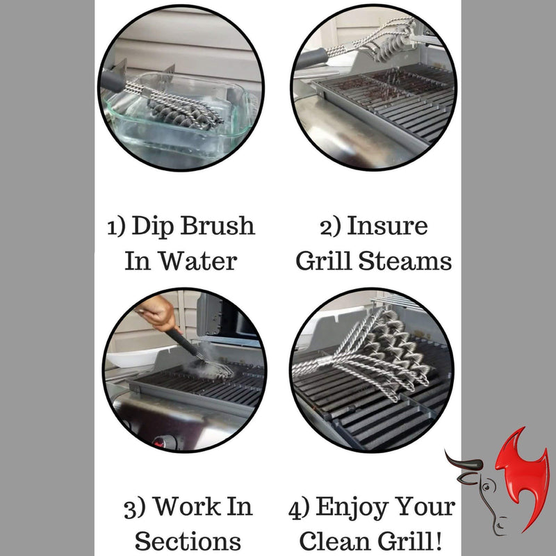 Kona Safe/Clean Grill Brush - Bristle Free BBQ Grill Brush - 100% Rust Resistant Stainless Steel Barbecue Cleaner - Safe For Porcelain, Ceramic, Steel, Cast Iron - Great Grilling Accessories Gift