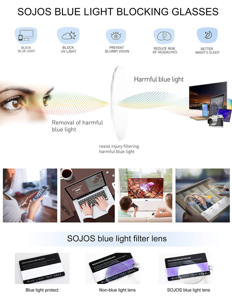 SOJOS Retro Semi Rimless Blue Light Blocking Glasses Half Horn Rimmed Eyeglasses SJ5018 Clear Frame/Gold Rim