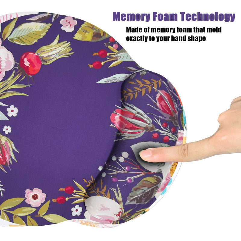 Ergonomic Mouse Pad with Wrist Support,Dooke Cute Wrist Pad with Non-Slip Rubber Base for Computer, Laptop, Home Office Gaming, Working, Easy Typing & Pain Relief Pink Flower