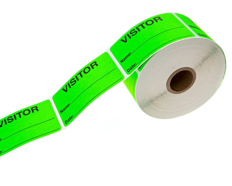 Green Visitor Pass/500 Fluorescent Green Visitor Identification Labels Stickers