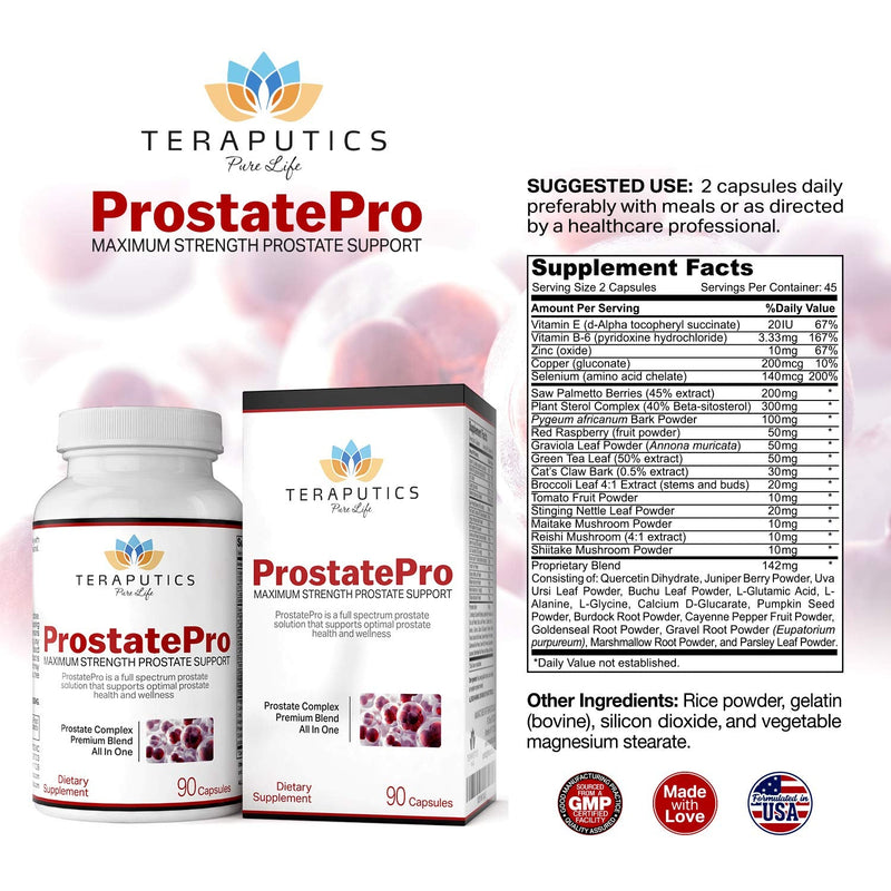ProstatePro - 33 Herbs Saw Palmetto Prostate Health Supplement for Men | Non GMO Prostate Support Bladder Control Pills to Reduce Frequent Urination & DHT Blocker to Prevent Hair Loss, 90 Capsules
