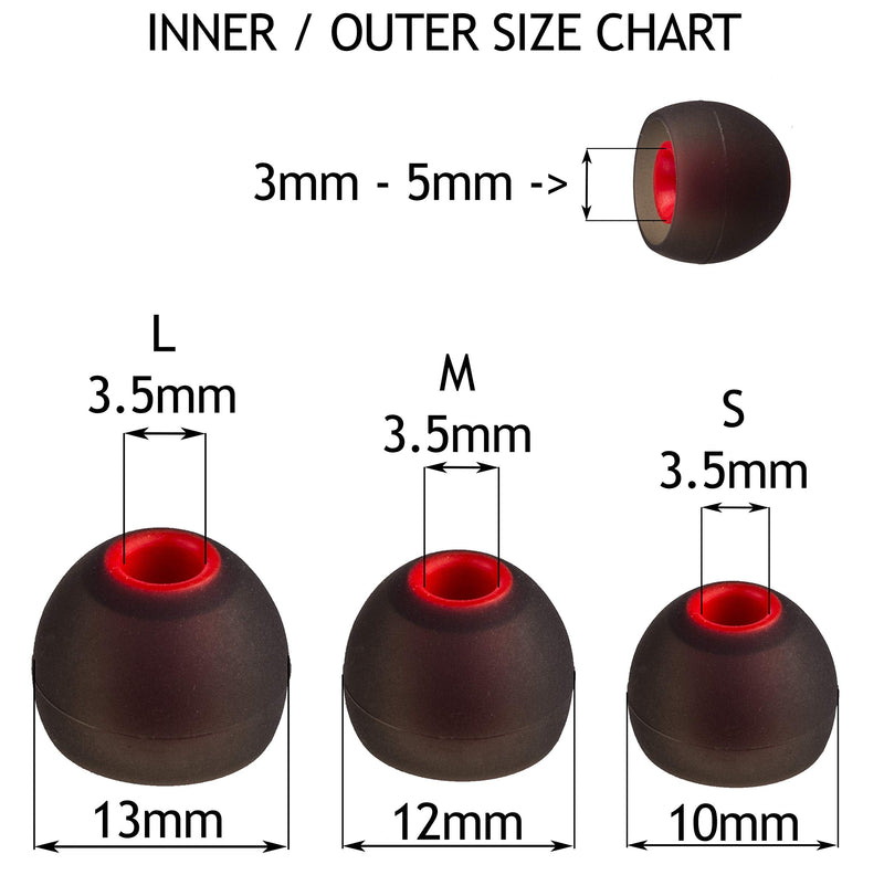 XCESSOR (S) 7 Pairs (14 Pieces) of Silicone Replacement in Ear Earphone Small Size Earbuds Replacement Ear Tips for Popular in-Ear Headphones. Black/Red S Black / Red