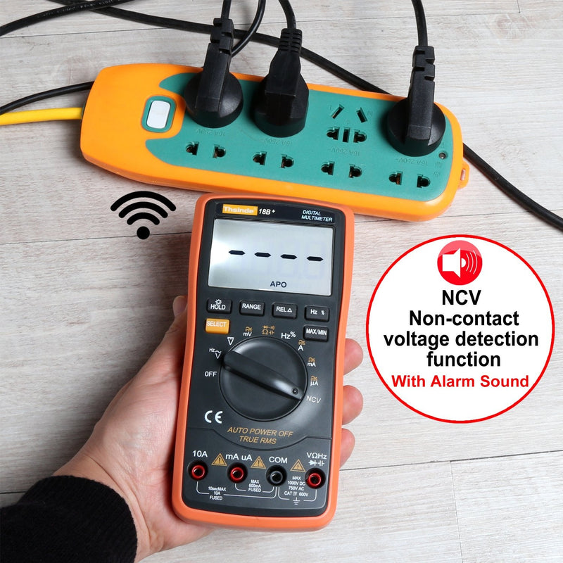 Auto Ranging Digital Multimeter TRMS 6000 with Battery Alligator Clips Test Leads AC/DC Voltage/Account,Voltage Alert, Amp/Ohm/Volt Multi Tester/Diode Orange