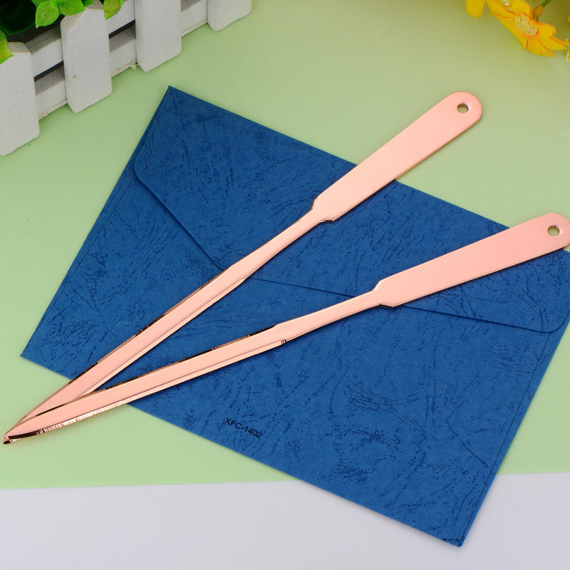 2 Pack Letter Openers Envelope Opener Stainless Steel Hand Letter Envelope Knife Lightweight Envelope Slitter (Rose Gold)