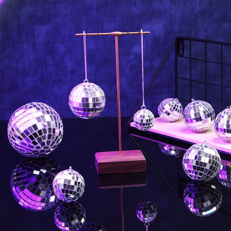 20 Pcs Mirror Disco Ball Glass Hanging Disco Ball Silver Mini Disco Ball Reflective Disco Decoration Bright Disco Ball Ornament Holiday Party Decor with Rope (1.6 Inch, 2 Inch, 3.2 Inch) 1.6 Inch, 2 Inch, 3.2 Inch