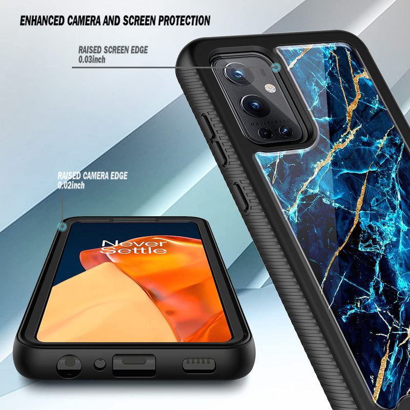 NZND Compatible with OnePlus 9 Pro Case 5G (2021) with Screen Protector (Maximum Coverage, Flexible TPU Film), Full-Body Protective Shockproof Rugged Bumper Cover Durable Case (Sapphire)