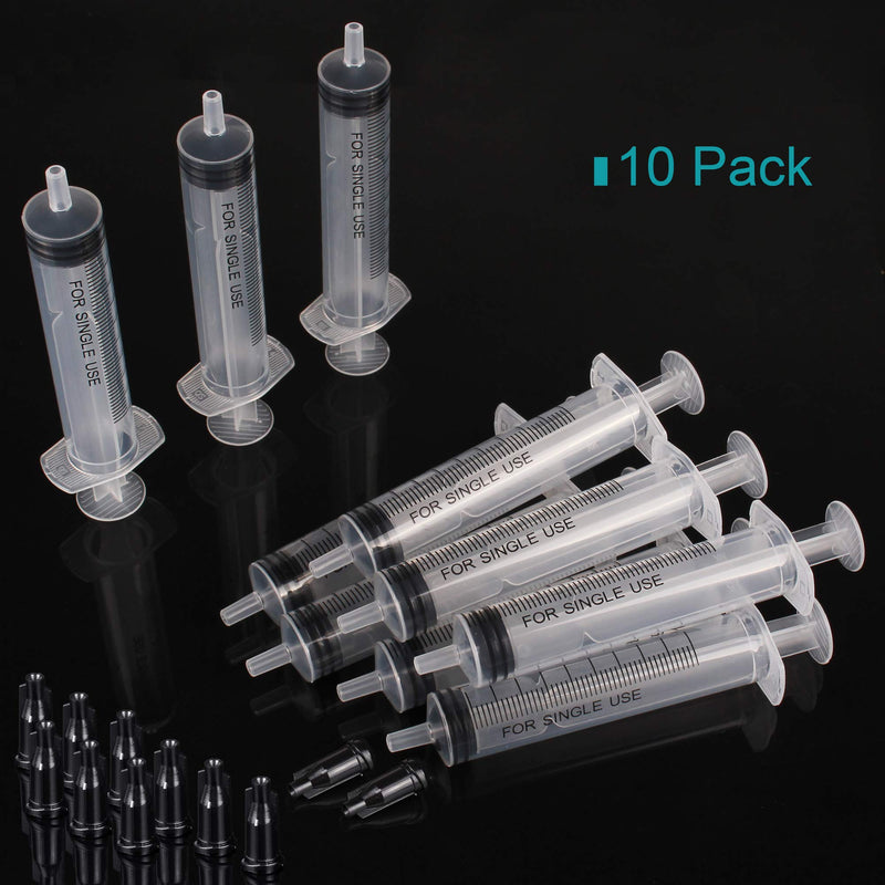 10 Pack 10ml/cc Plastic Syringe Liquid Measuring Syringe Tools Individually Sealed with Measurement for Scientific Labs, Measuring Liquids, Feeding Pets, Medical Student, Oil or Glue Applicator (10ML)