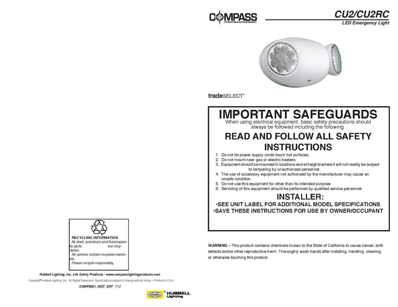 Compass CU2RCB CU2 Series Black Housing, Remote Capacity