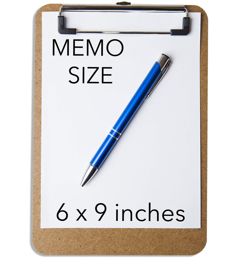 Mini Clipboards 6" x 9" (Set of 6) Memo Clipboard, Low Profile Clip, Classroom Supplies