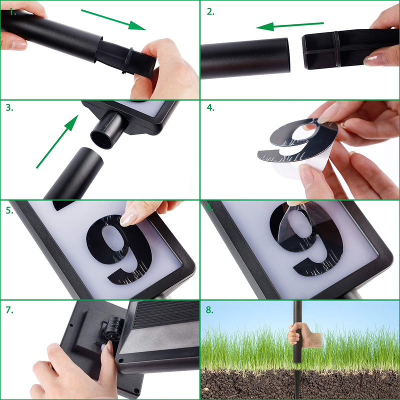 FORUP Solar Lighted House Address Numbers Sign, Solar Powered House Numbers Light, LED Illuminated Outdoor Address Plaque for Home Yard Garden House