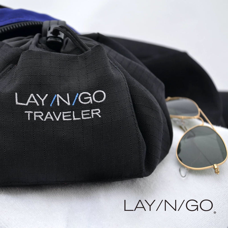 Lay-n-Go Traveler Essentials Drawstring Shaver & Dopp Kit Toiletry Carry On Organizer & Travel Bag for Men and Women, Machine Washable with a Durable Patented Design, 20 inch, Black