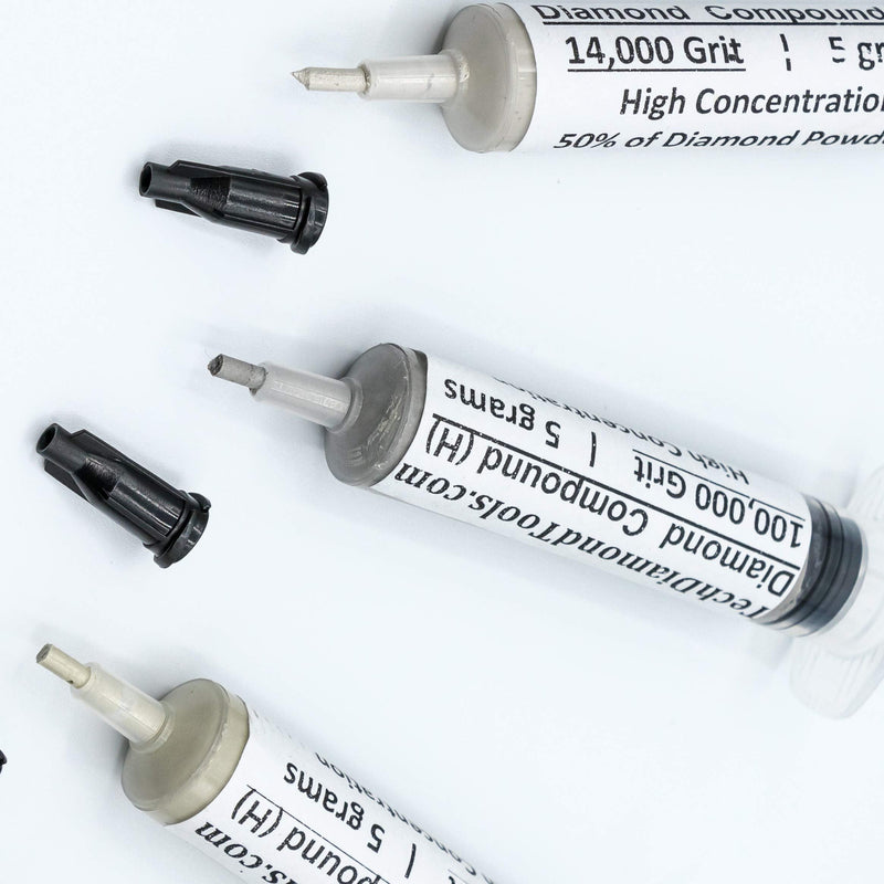 TechDiamondTools Set of 5 Diamond Compound Polishing Paste 5000 8000 14000 50000 100000 Grit for Marble Glass Metal Rock Jewelry Resin Silver Gemstone with High Concentration Diamond Powder USA Made 100000 50000 14000 8000 5000 grit