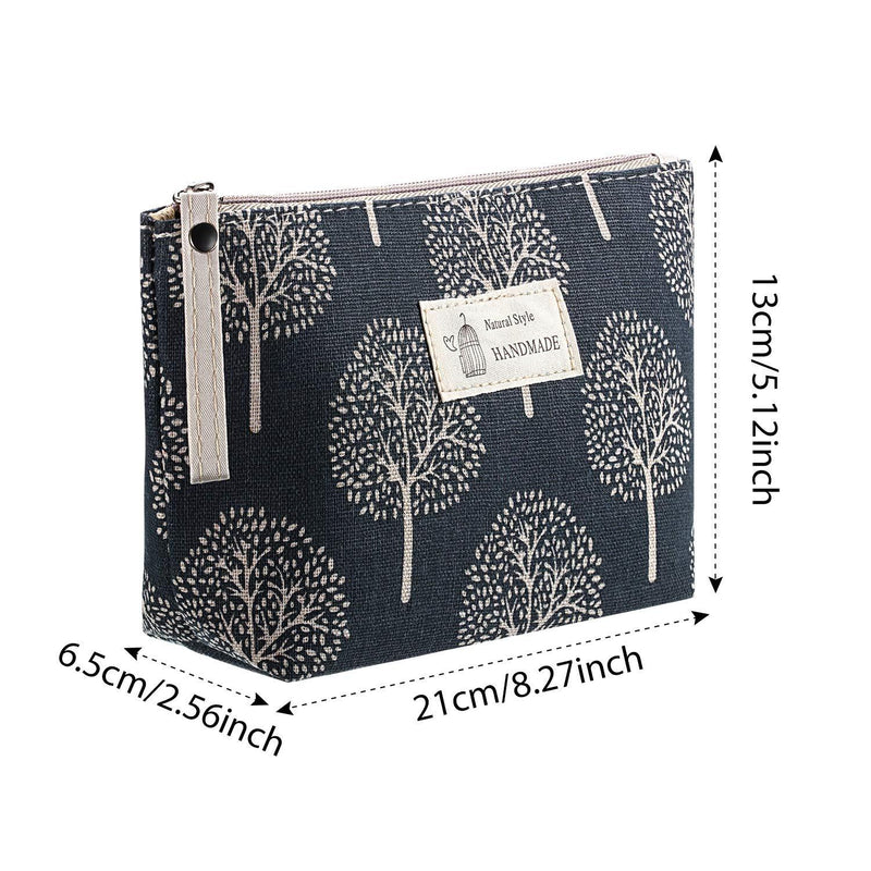 6 Pieces Canvas Makeup Bags Printed Cosmetic Bags Multi-Function Travel Organizer Pouches with Zipper Toiletry Bag Accessories for Women Girls (Tree Style) Tree Style