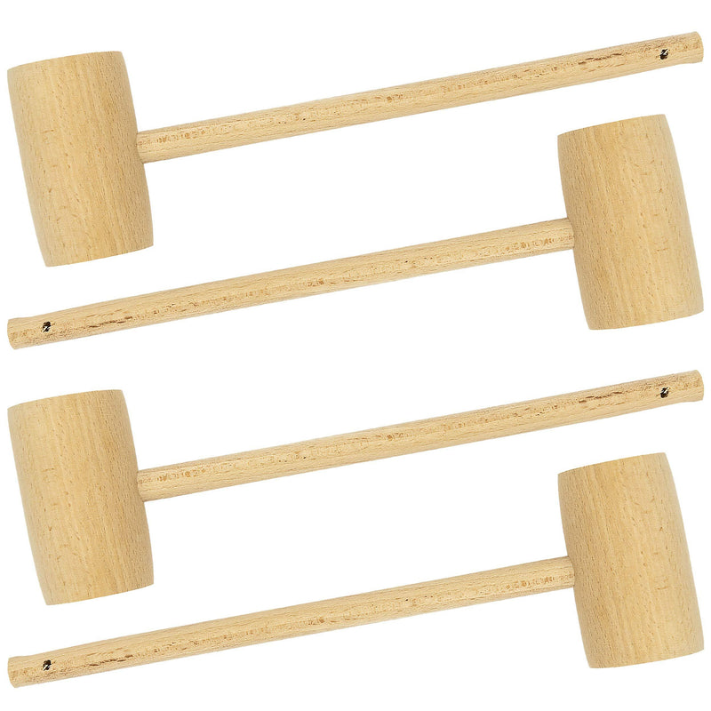 Southern Homewares Wooden Crab Mallet Seafood Lobster Shellfish Cracker Hardwood Hammer Set of 4