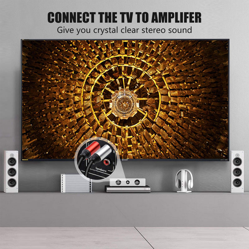 2RCA to 2RCA Cable 3Ft, Tan QY Gold-Plated 2 RCA Male to 2 RCA Male Stereo Audio Cable for Home Theater, HDTV, Gaming Consoles, Hi-Fi Systems (3Ft/1M) 3Ft/1M