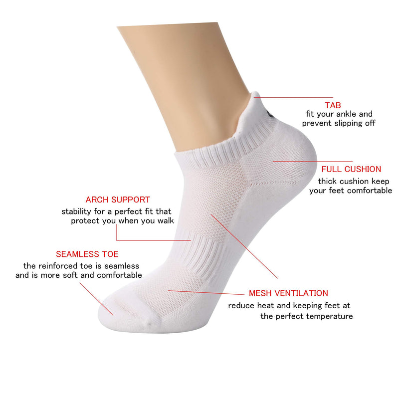 CelerSport Ankle Athletic Running Socks Low Cut Sports Tab Socks for Men and Women (6 Pairs) Black Small
