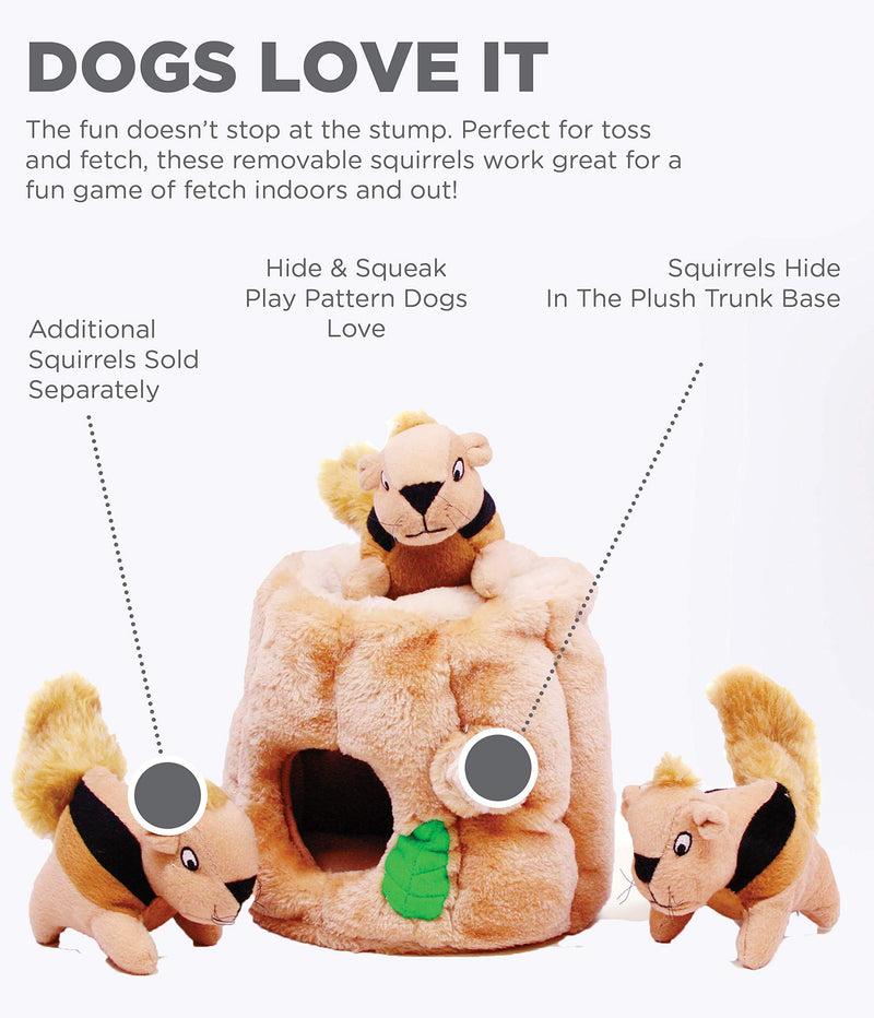 Outward Hound Hide-A-Squirrel Squeaky Puzzle Plush Dog Toy - Hide and Seek Activity for Dogs Small Squirrel
