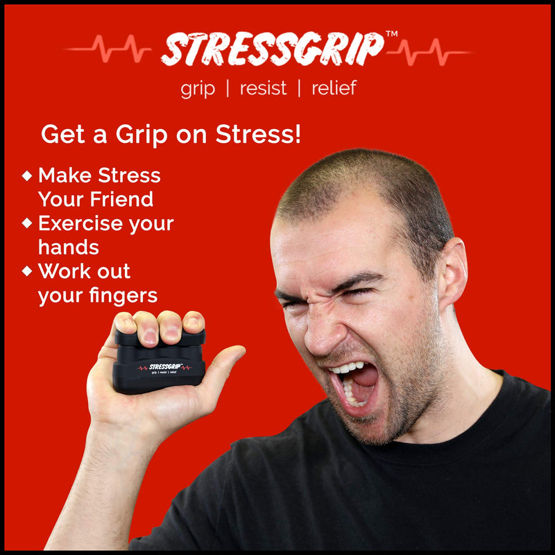 StressGrip - Stress Relief for Adults (Large) - A Stress & Anxiety Relief Device - Comfortable Hand Exerciser - Stress Reliever & Hand Gripper - Black Large (Pack of 1)