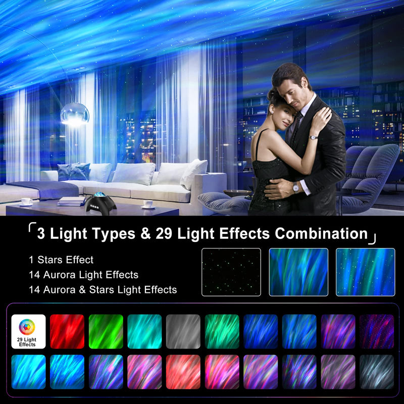 Northern Lights Aurora Projector for Bedroom with Music Bluetooth Speaker and White Noise, Vinwark Galaxy Projector, Starry Night Light Projectors for Kids Adults Gaming Room, Home Theater, Ceiling Black