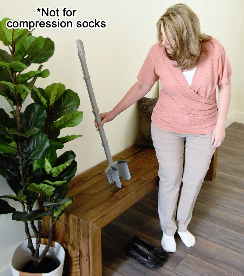 Sock Ox - Extended Length Sock Remover and Long Shoe Horn - Easy On and Off Stocking Slider - Dressing Aid for Senior Men and Women