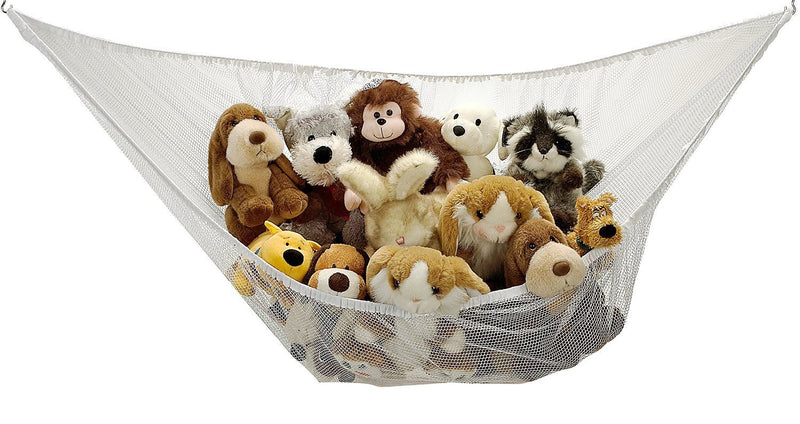 Jumbo Toy Hammock - Organize Stuffed Animals or Children's Toys with The mesh Hammock. Looks Great with Any décor While neatly organizing Kid’s Toys and Stuffed Animals. Expands to 5.5 feet - White