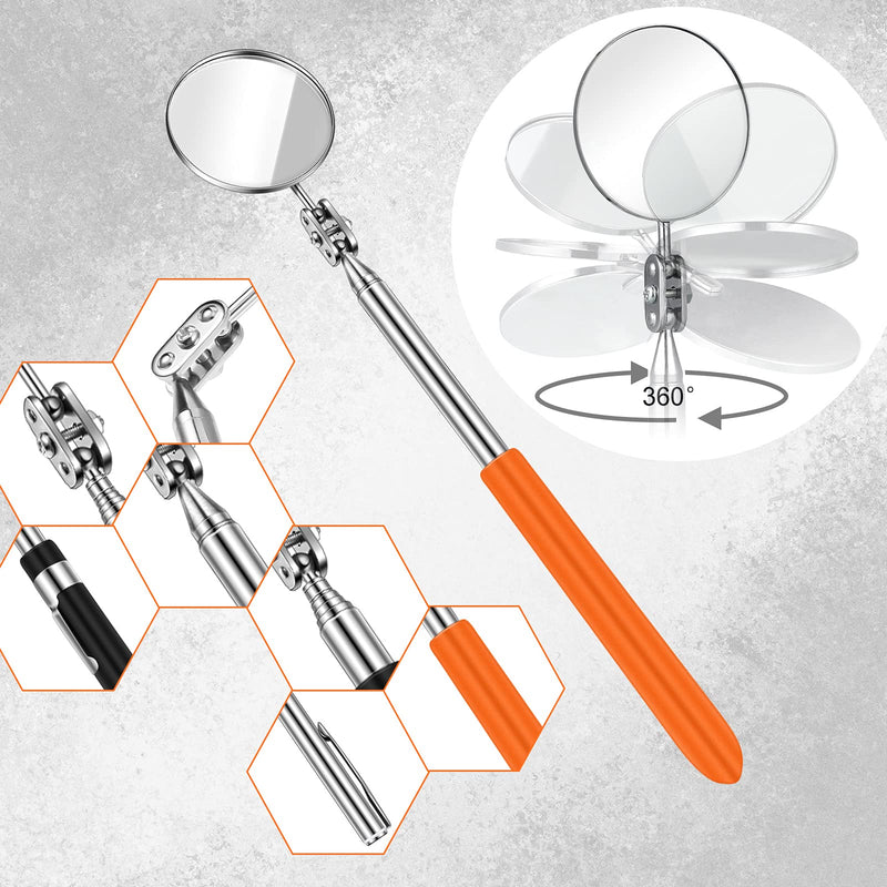 5 Pieces Telescoping Inspection Mirror Round Mirror Stainless Steel Inspection Tool with Long Handle for Check The Condition of The Vehicle, Observe The Eyelashes, Mouth Small Parts (Classic Style) Classic Style