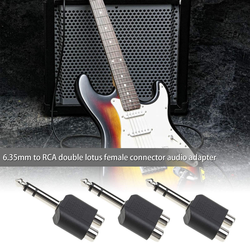 5Pcs 6.35mm 1/4 Inch Stereo Male Plug to Dual RCA Phono Female Socket Jack Connectors Audio Converters Y Splitter Adapters