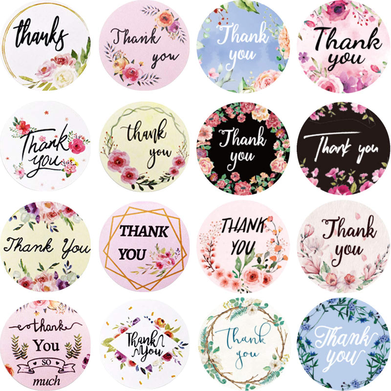 Mulbozy - Self Adhesive Thank You Stickers 2 Roll 1.5" Exquisite Round Labels Sticker with 16 Unique Designs for Business Letter, Gift Packaging, Takeaway Packaging Supplies (1000 Pcs) 16 Designs-23 1000 PCS, 1.5 inch