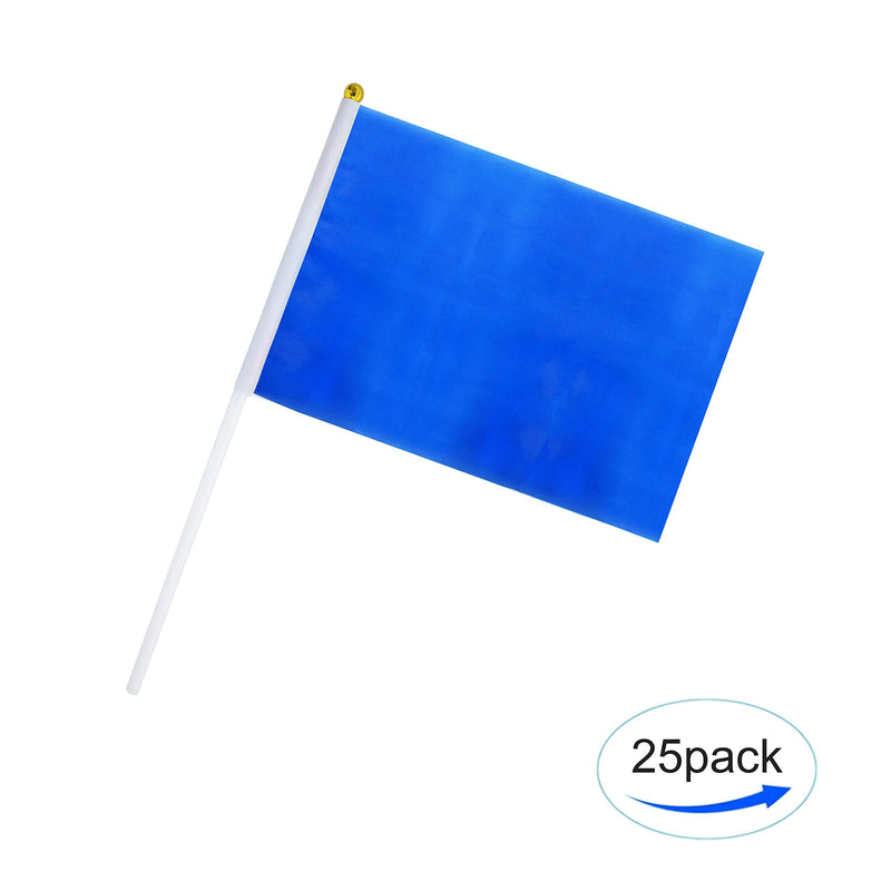 Consummate 25 Pack Solid Blue Flag Small Mini Plain Blue DIY Flags On Stick,Party Decorations for Parades,Grand Opening,Kids Birthday,Party Events Celebration