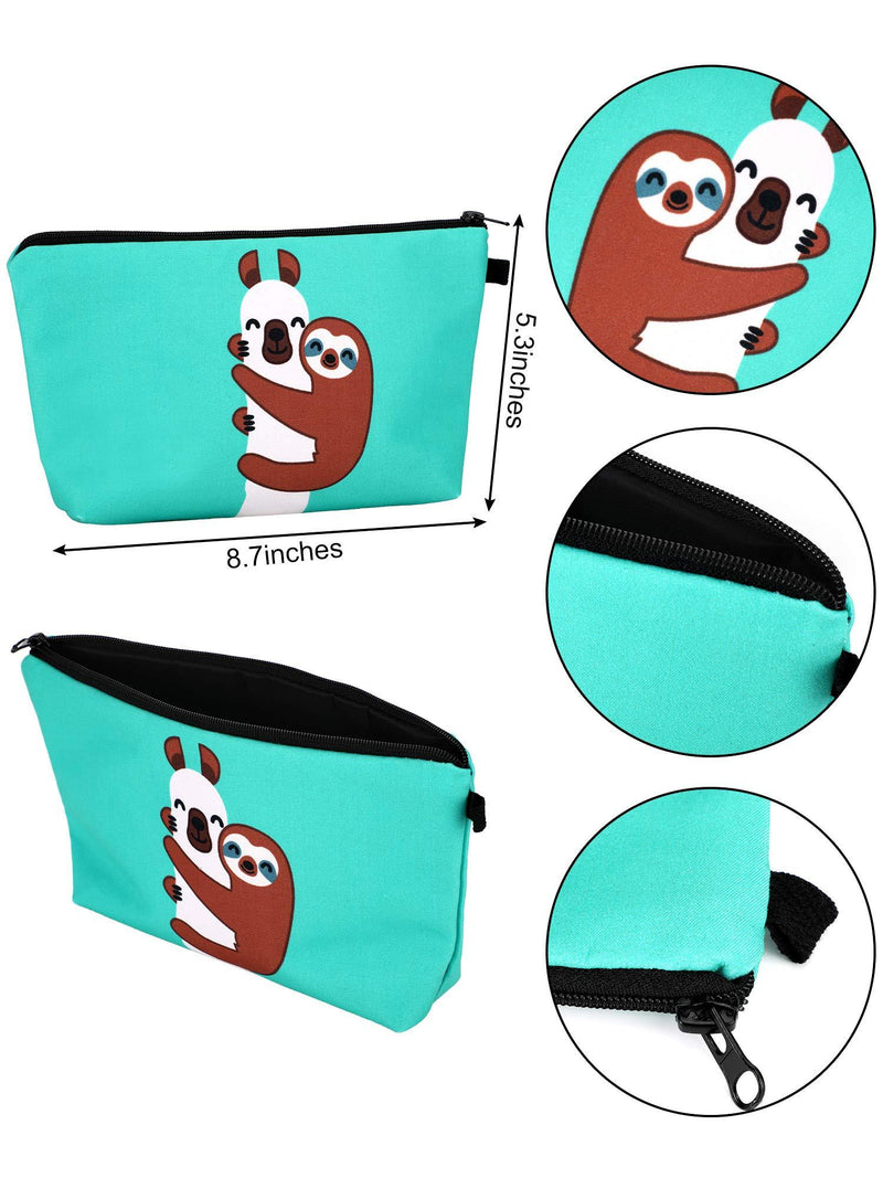 6 Pieces Makeup Bags Llama Makeup Pouch Alpaca Pattern Cosmetic Bags Cartoon Letters Printed Toiletry Travelling Bags for Valentine's Day (Cartoon Design)