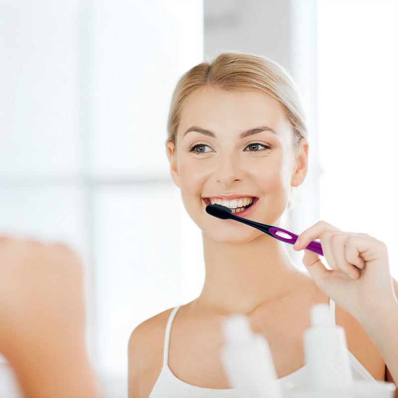 Activated Charcoal Bristle Toothbrush - Xtreme (Extreme) Soft, Ultrafine, Tapered bristles, Compact Head & Slim Design - (4 Count) 4 Count (Pack of 1)