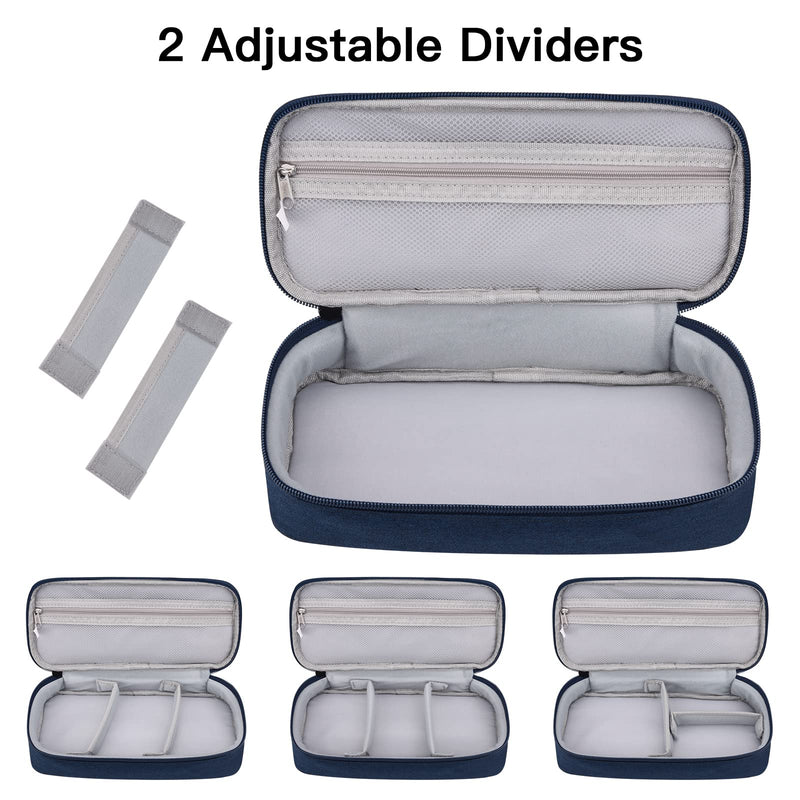 Electronics Organizer Travel Case, Carrying Pouch Bag for Travel Essentials, for Cable, Charging Cord, External Hard Drive, Portable Power Bank (Navy Blue) Large Navy Blue-L