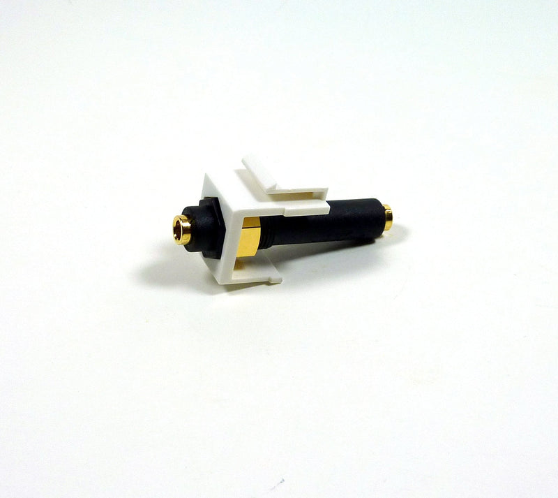 3.5mm Keystone Snap-in Stereo Jack White Female in-line Modular Coupler for Wall Plate; 45-774