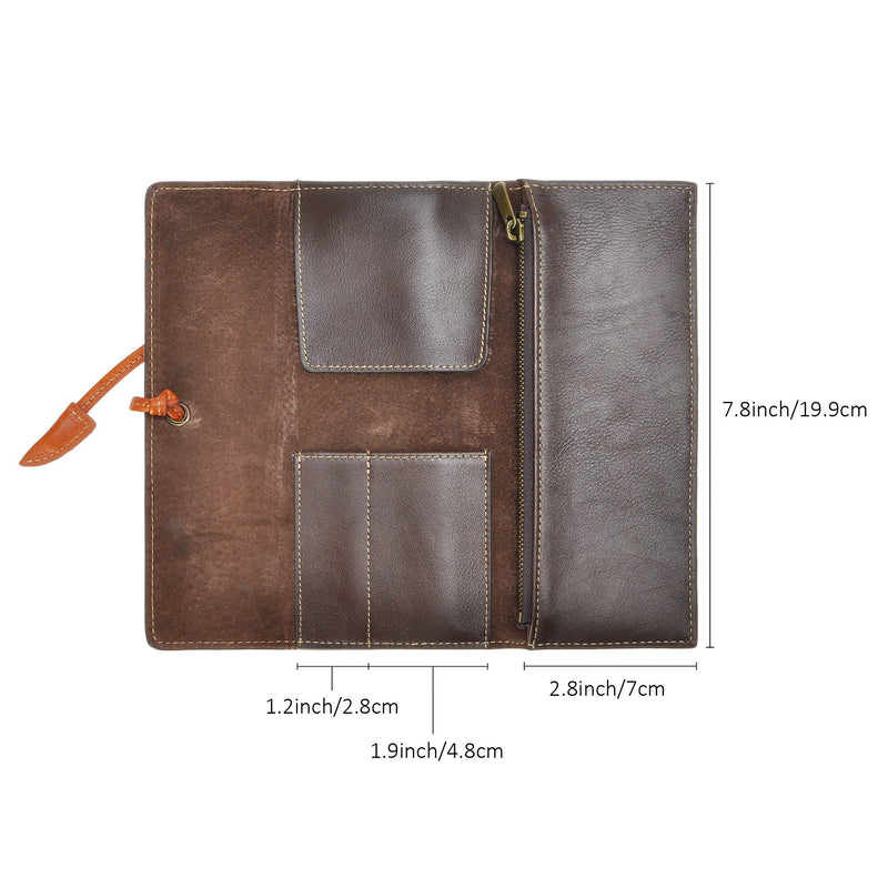 ZLYC Handmade Leather Pen Case Pencil Holder Soft Roll Wrap Bag Pouch Stationery Gift for Students, Coffee