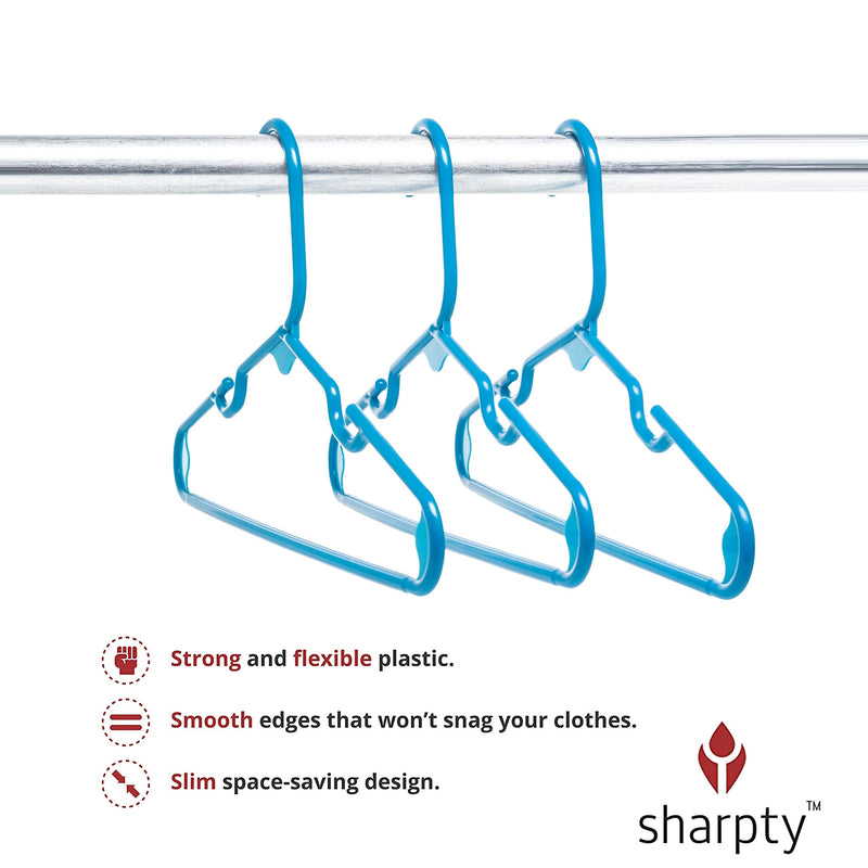 Sharpty Children's Hangers Plastic, Kids Hangers Ideal for Everyday Standard Use, Baby Hangers Kids 20 Pack (Blue, 20 Pack) Blue