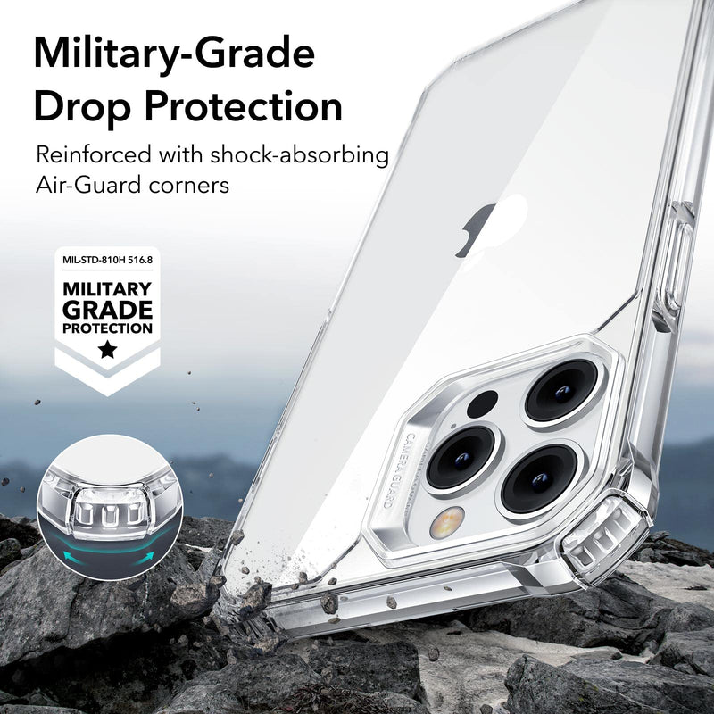 ESR Air Armor Case, Compatible with iPhone 14 Pro Max Case, Military-Grade Drop Protection, Shock-Absorbing Air-Guard Corners, Yellowing Resistant, Hard Acrylic Back, Scratch Resistant, Clear
