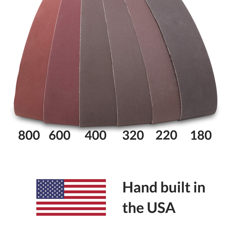 Red Label Abrasives 2 Inch X 72 Inch Knife Makers Fine Grit Sanding Belts, 6 Pack Assortment Aluminum Oxide