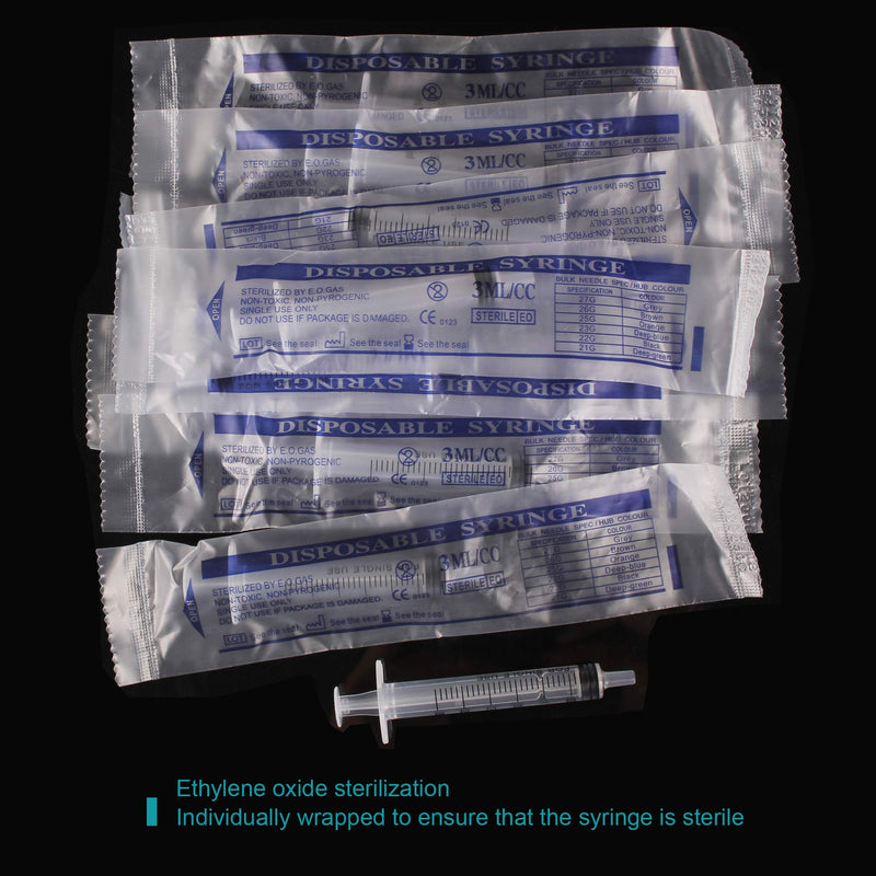 12 Pack - 3ml Plastic Syringes - Separate Sterile Packaging Small Syringe Without Needle for Plant Hydroponic Liquid Measurement Pets Feeding Tools (12Pcs 3ML/CC)
