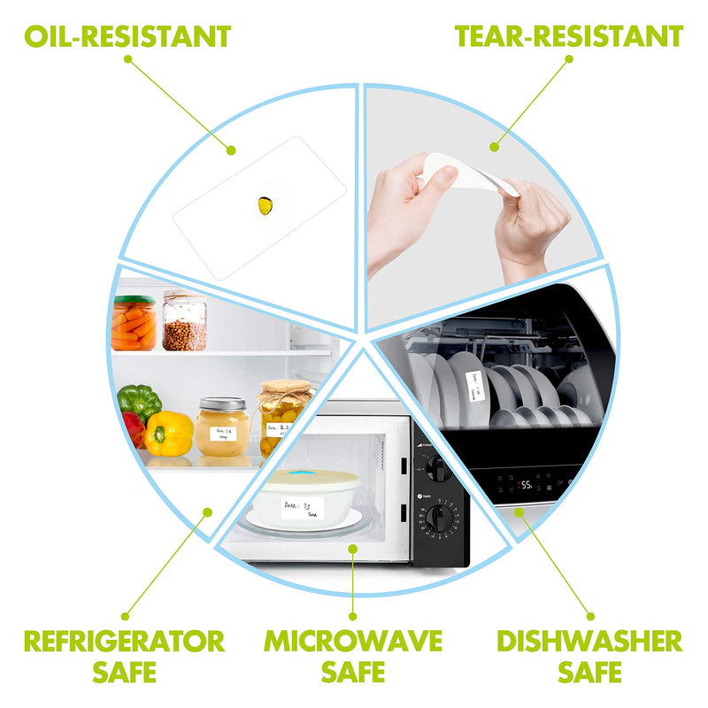 1000 Blank Removable Freezer Labels Water Oil Resistant with Perforation Line for Food Containers Jars Pantry Organization (Each Measures 1” x 2”) 1” x 2”