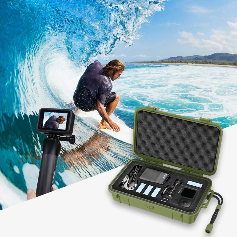 Smatree Waterproof Hard Case Compatible for Gopro Hero 10/9/8/7/6/5/Hero 2018 /DJI Osmo Action (Camera and Accessories NOT Included) (Green) Green